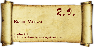 Rohm Vince névjegykártya